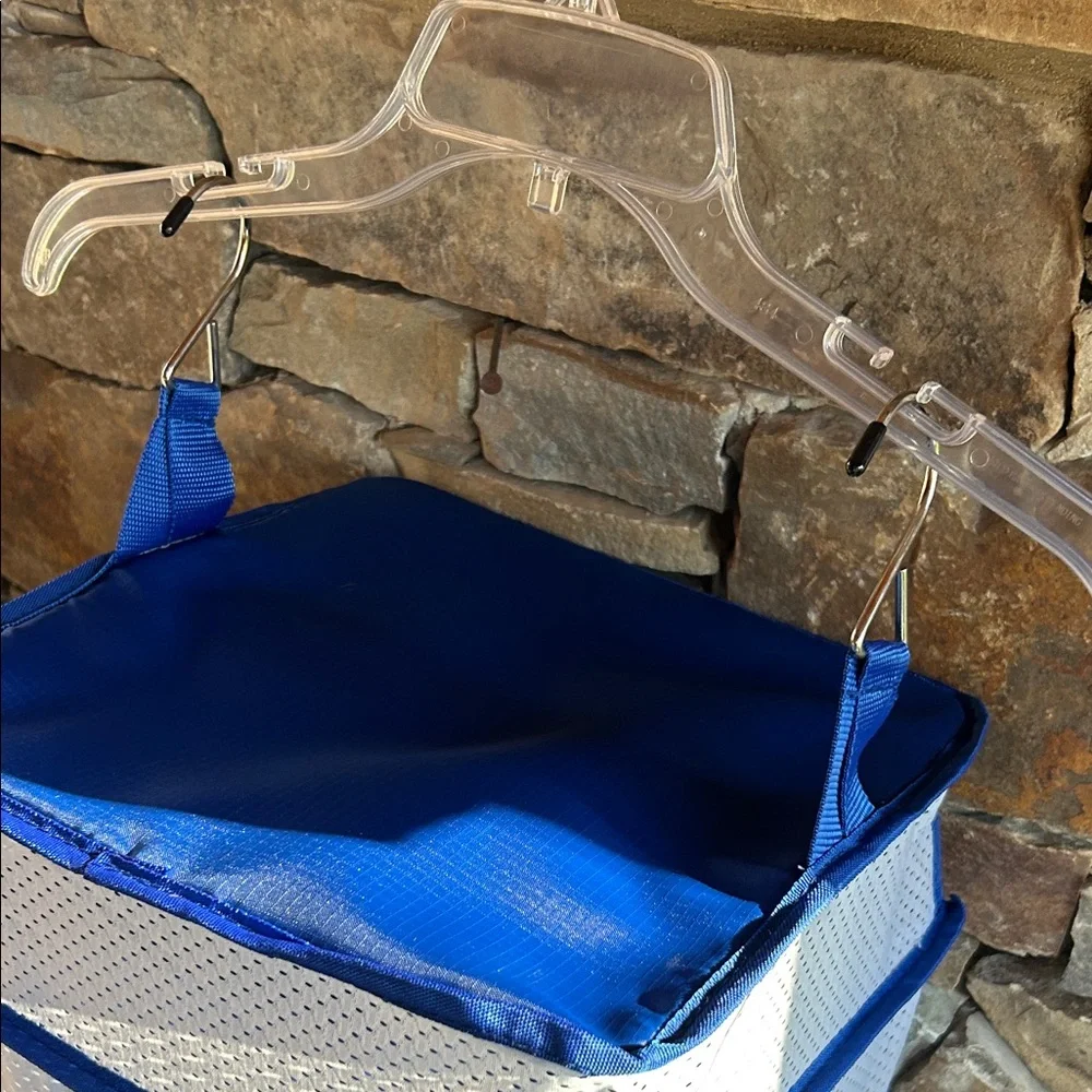 Tabitora Blue Hanging Closet Organizer with 4 Shelves; Folds into small cube;NWT